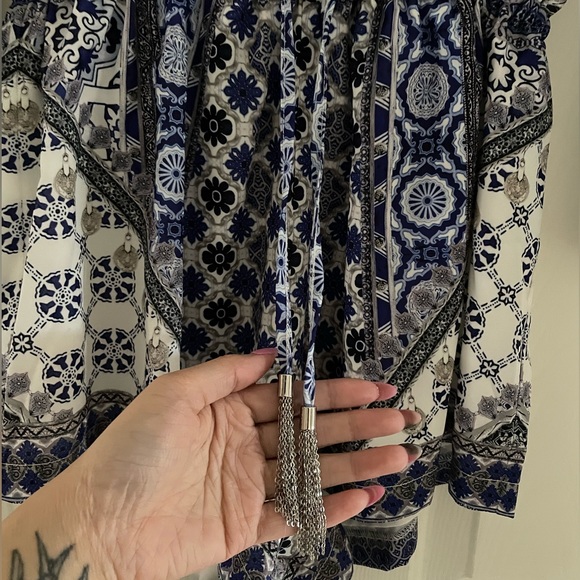 White Fox Boutique Moroccan Collection *limited* Blue Playsuit/Romper - Picture 5 of 7